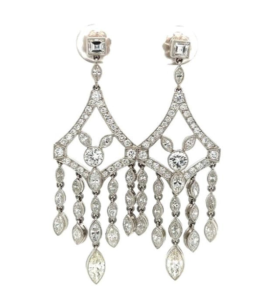6ct Diamond PT Handmade Chandelier Earrings