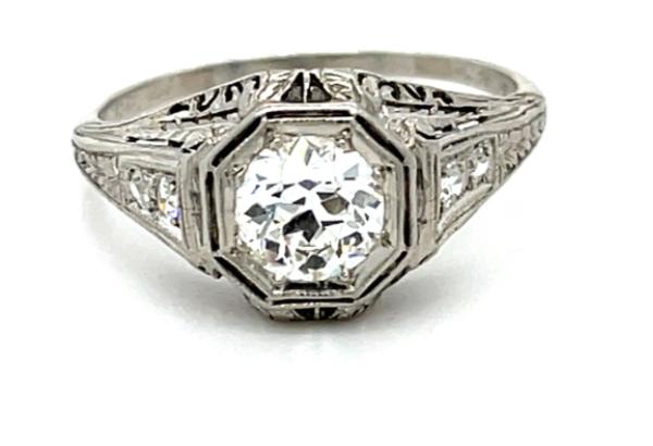 Original .85ct Art Deco Diamond Platinum Ring