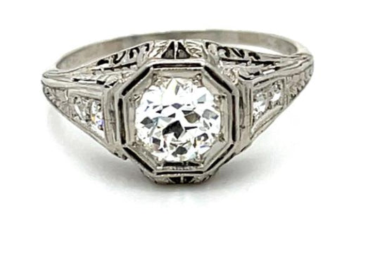 Original .85ct Art Deco Diamond Platinum Ring