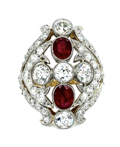 2.30cts 4 Diamond 18K + PT Ring 1.50ct Ruby 2.01ct SD