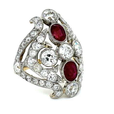 2.30cts 4 Diamond 18K + PT Ring 1.50ct Ruby 2.01ct SD