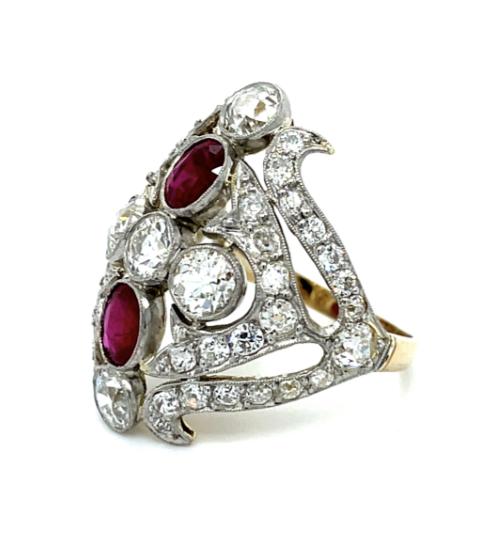 2.30cts 4 Diamond 18K + PT Ring 1.50ct Ruby 2.01ct SD