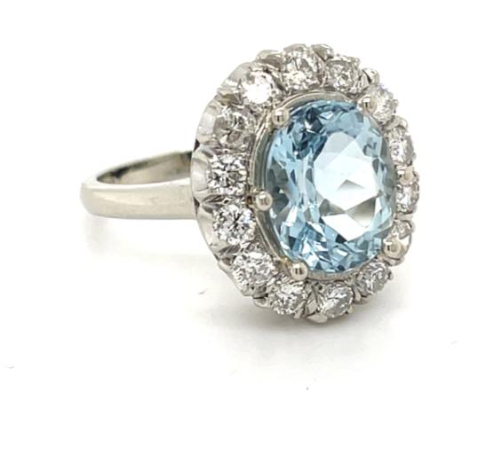 2.40ct Aquamarine 1.15ct Diamond 14KW Ring