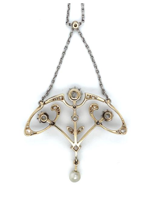 Original Edwardian .60ct CD PT + 18K Pendant