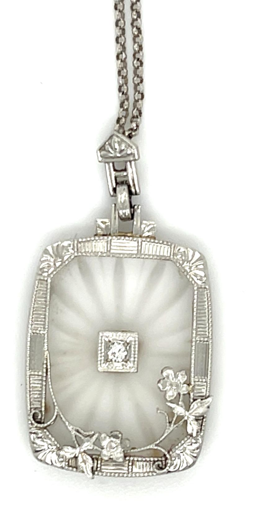 Original Art Deco .05ct 14K Pendant