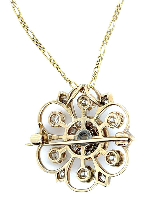 Original Victorian 1.70ct Diamond 14K Pendant Brooch