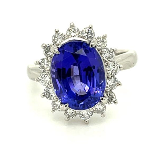 5.03ct Tanzanite Platinum Ring .82cts Diamonds