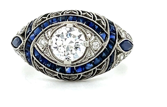 .80cts G-H SI 2cts Sapphires Platinum Handmade Ring