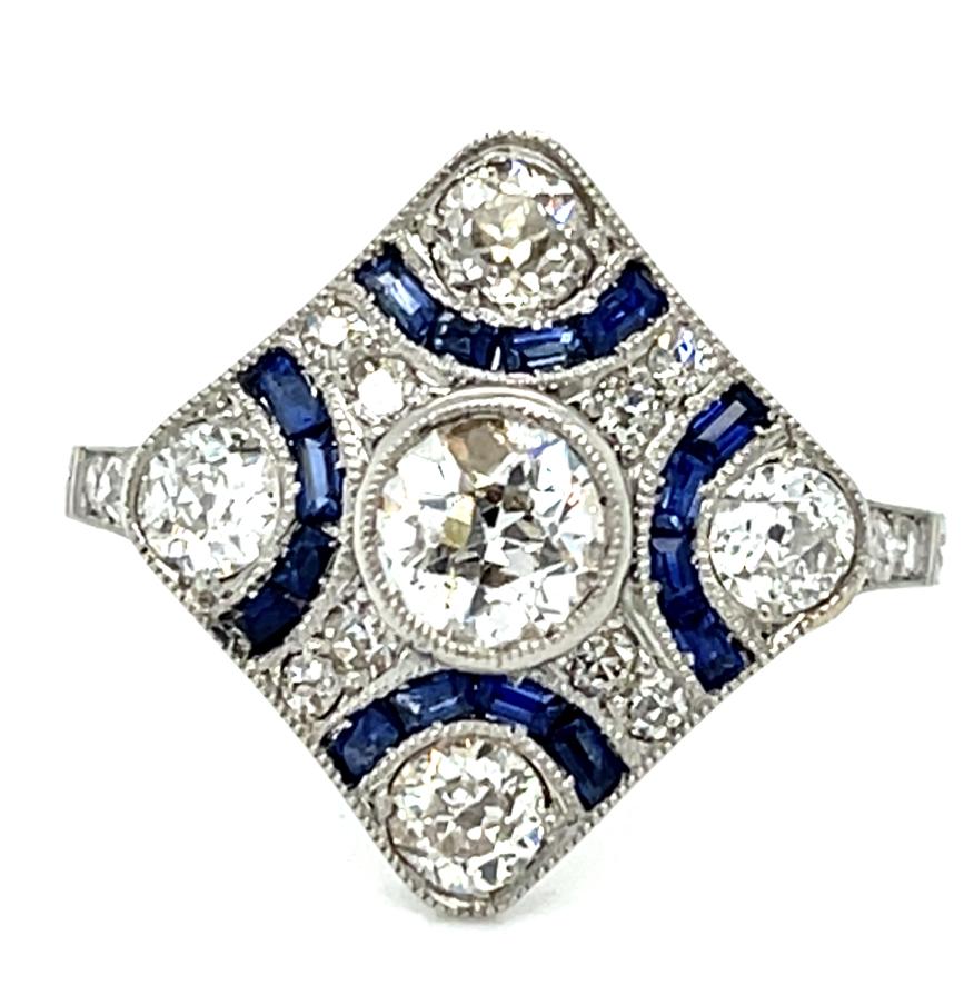 .55ct I H-I .80ct Sapphires 2.20ct SD Platinum Handmade Ring