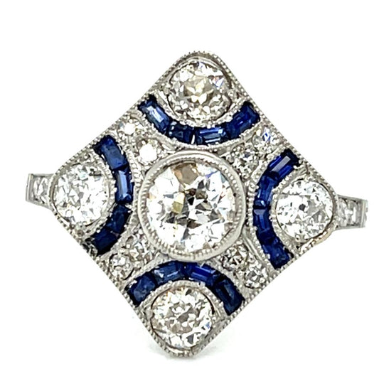 .55ct I H-I .80ct Sapphires 2.20ct SD Platinum Handmade Ring