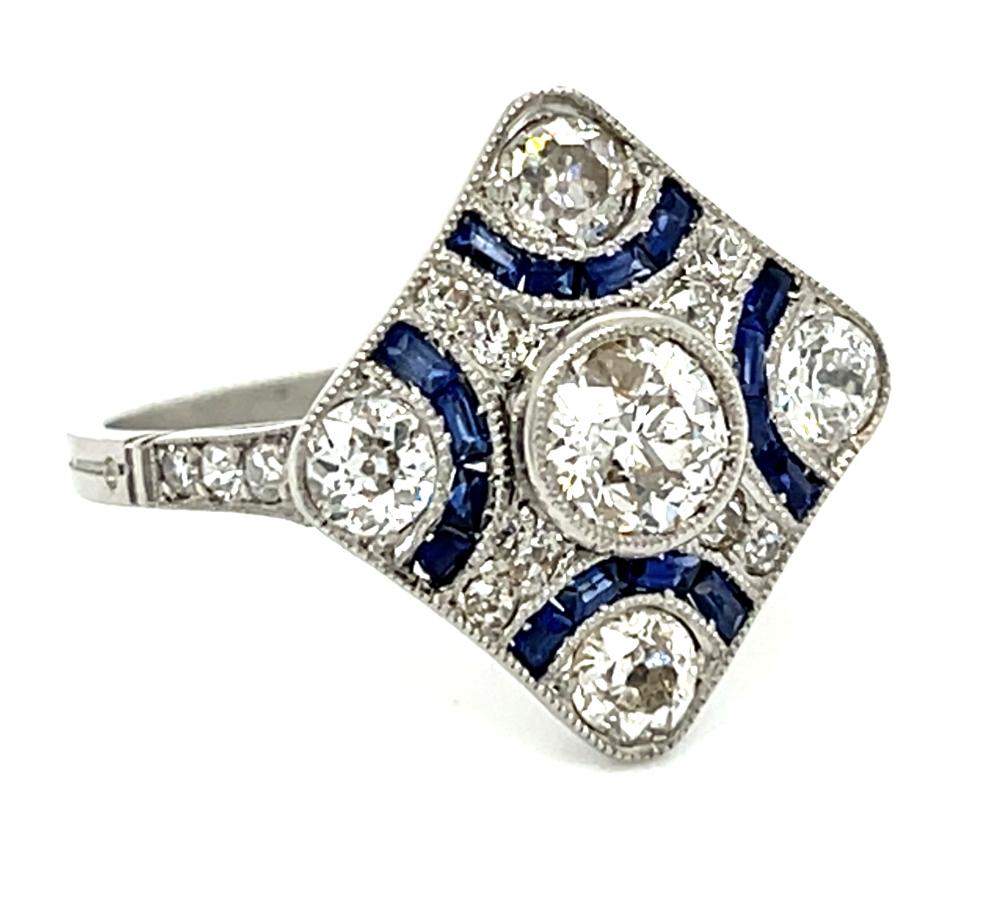 .55ct I H-I .80ct Sapphires 2.20ct SD Platinum Handmade Ring
