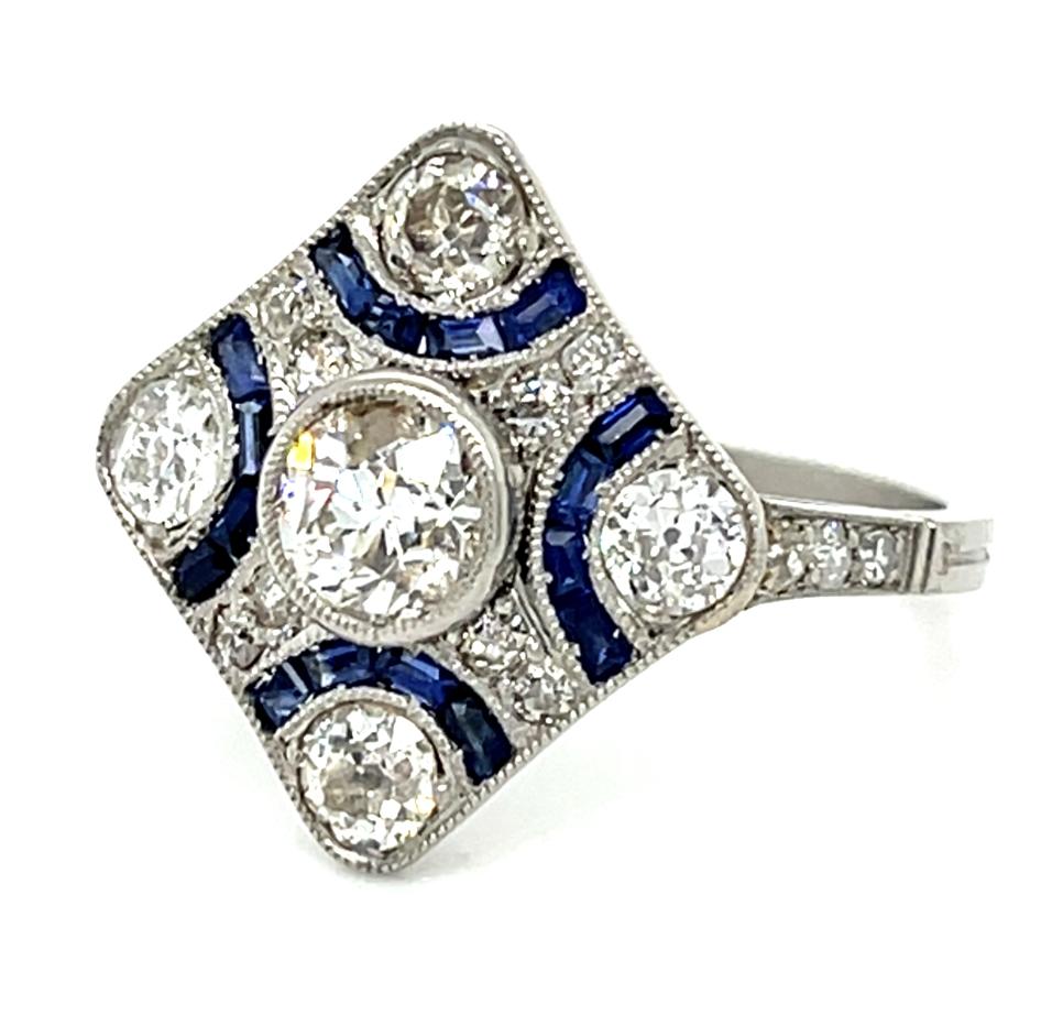 .55ct I H-I .80ct Sapphires 2.20ct SD Platinum Handmade Ring