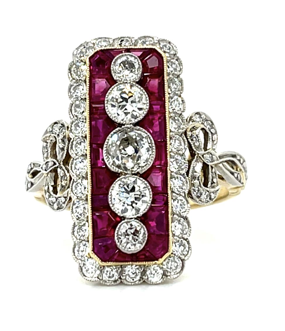 .85ct CD 2.50ct Ruby Platinum +18K Handmade Ring