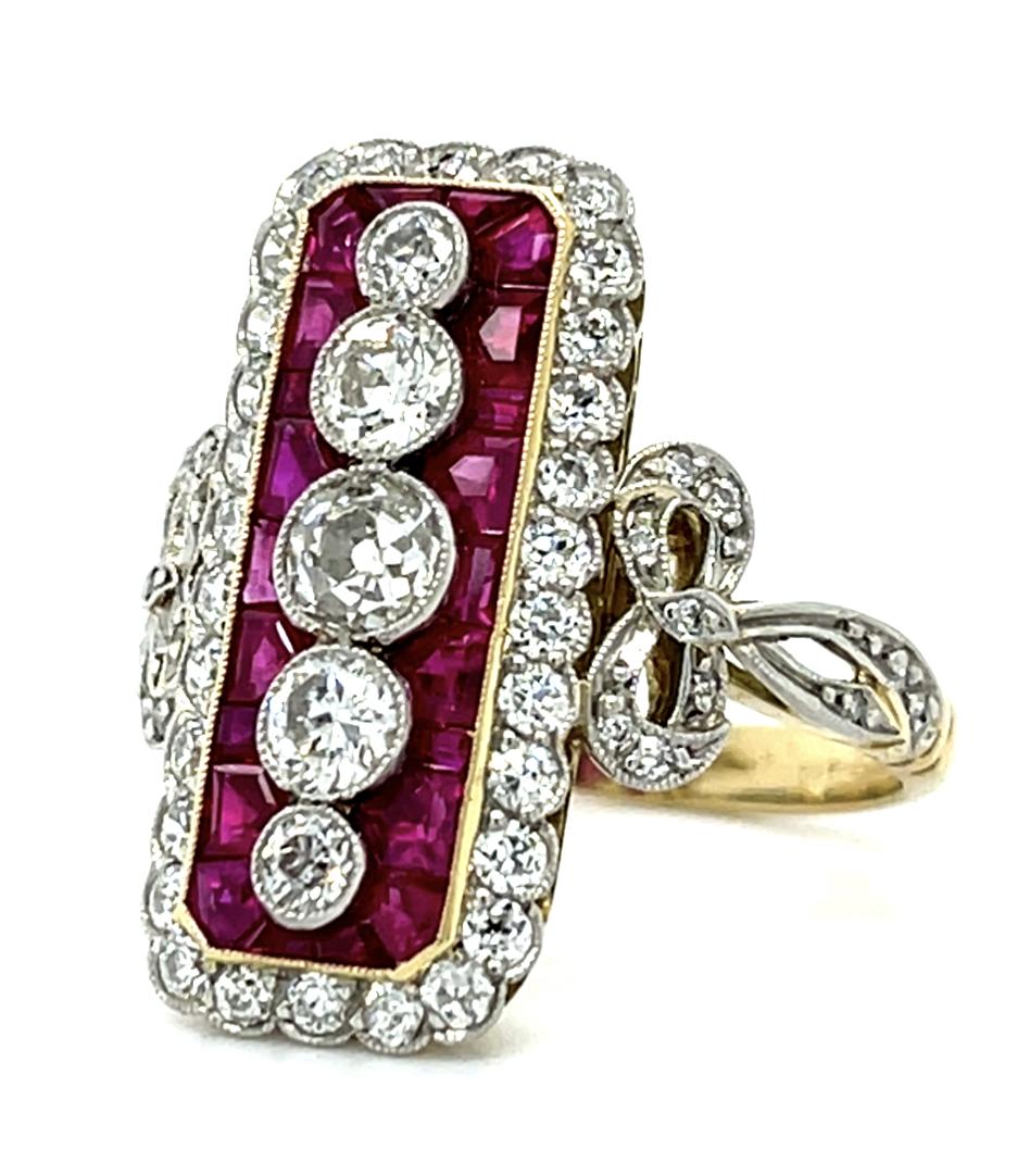 .85ct CD 2.50ct Ruby Platinum +18K Handmade Ring