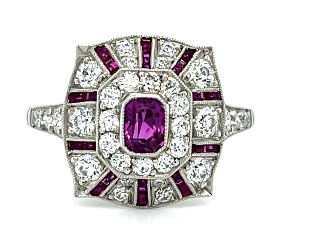 .39ct Ruby 1.30ct Diamond Platinum Ring