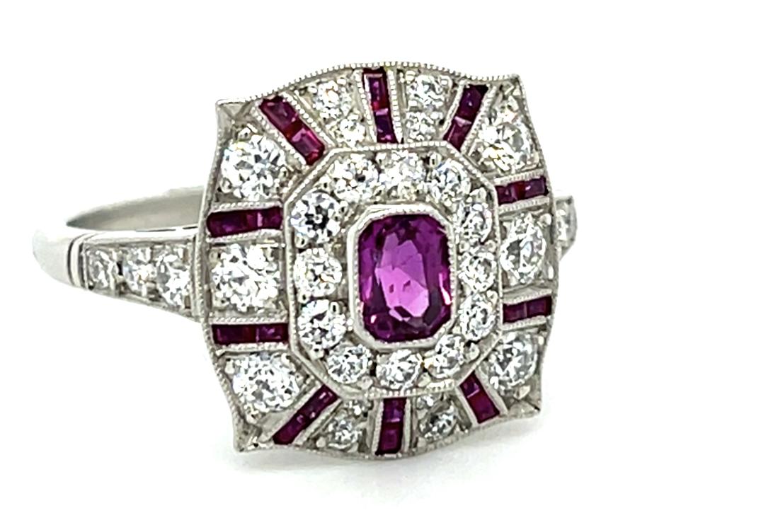 .39ct Ruby 1.30ct Diamond Platinum Ring