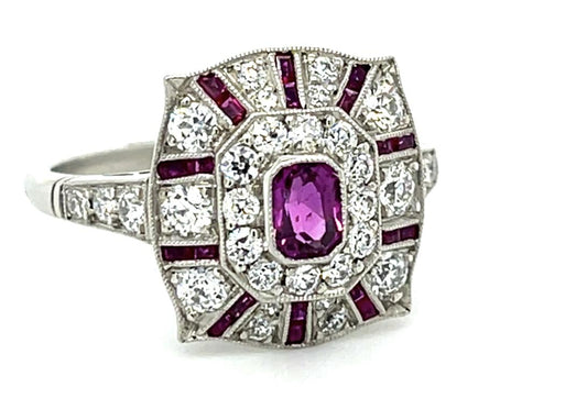 .39ct Ruby 1.30ct Diamond Platinum Ring