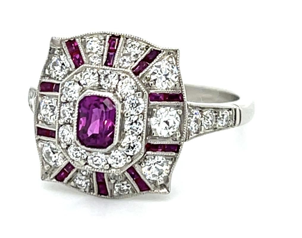 .39ct Ruby 1.30ct Diamond Platinum Ring