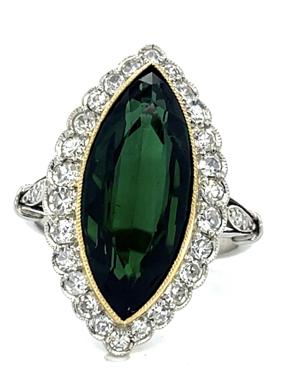 7ct Tourmaline 1.15ct Diamond Platinum Handmade Ring