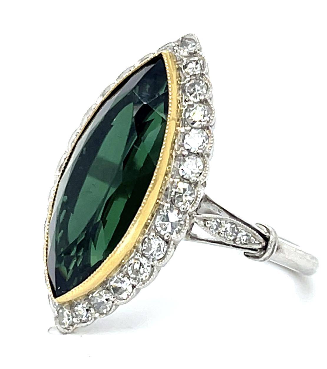 7ct Tourmaline 1.15ct Diamond Platinum Handmade Ring