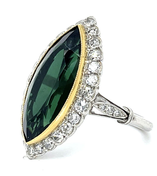 7ct Tourmaline 1.15ct Diamond Platinum Handmade Ring