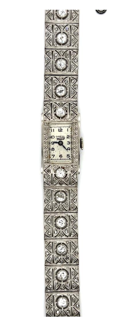 2.90ct Center Diamond Platinum Art Deco Watch
