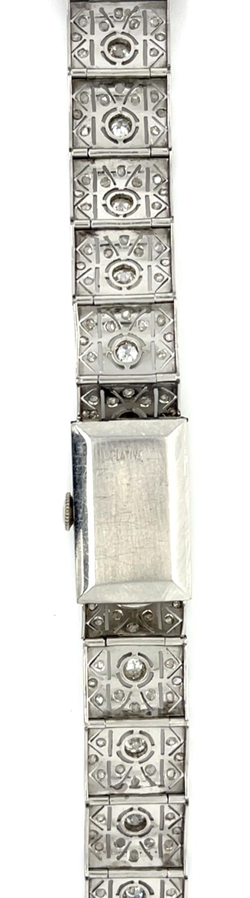 2.90ct Center Diamond Platinum Art Deco Watch