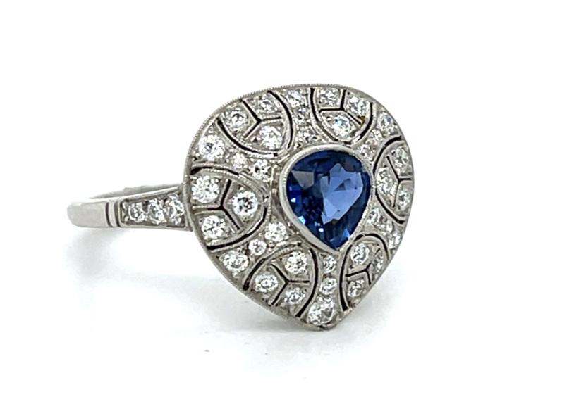 .82ct Sapphire 1.20ct Diamond Platinum Handmade Ring