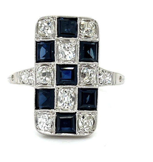 1.50ct Sapphire 1.40ct Daimond Platinum Handmade Ring