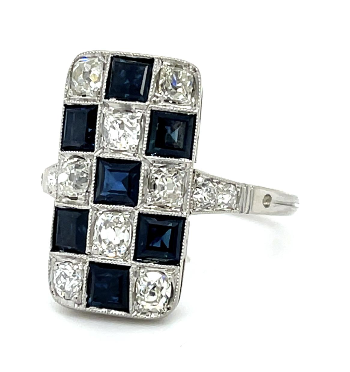 1.50ct Sapphire 1.40ct Daimond Platinum Handmade Ring