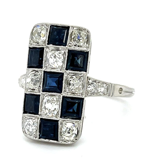 1.50ct Sapphire 1.40ct Daimond Platinum Handmade Ring