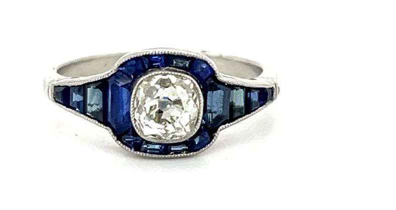 .72ct Diamond 2ct Sapphire Platinum Handmade Ring