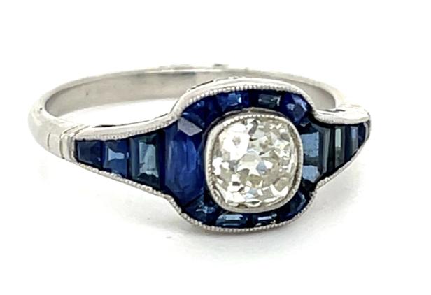 .72ct Diamond 2ct Sapphire Platinum Handmade Ring