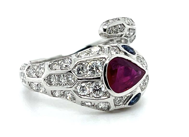 1.07ct Ruby 1.52ct Diamond Platinum Snake Ring