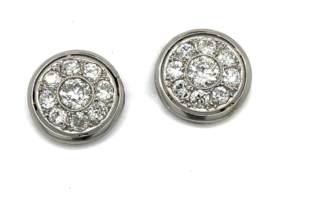 Original Art Deco .60ct Center Diamond PT+18K Earrings