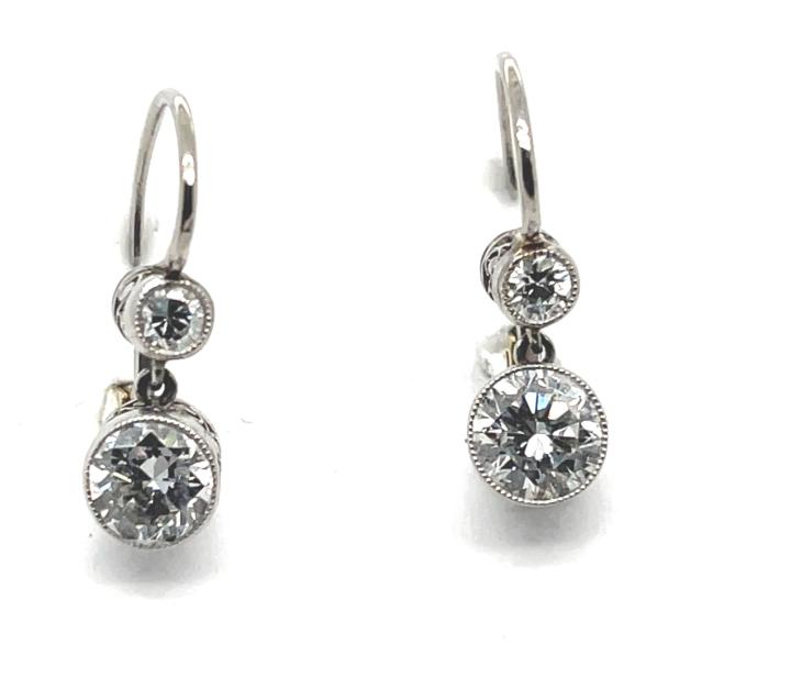 1.31ct Center Diamond Exact PT+18K Earrings