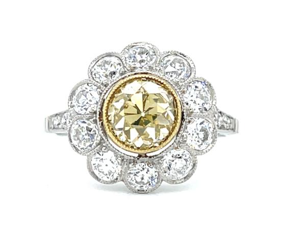 1.64ct Exact Weight Diamond 1.60ct SD Platinum Fancy Yellow Ring