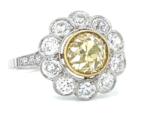 1.64ct Exact Weight Diamond 1.60ct SD Platinum Fancy Yellow Ring