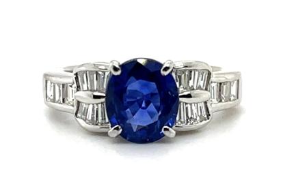 1.59ct Sapphire .59ct Diamond Platinum Handmade Ring