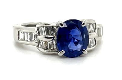 1.59ct Sapphire .59ct Diamond Platinum Handmade Ring