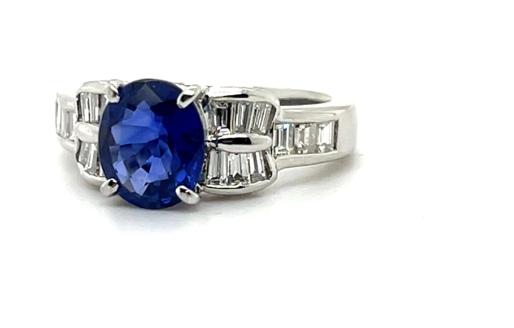 1.59ct Sapphire .59ct Diamond Platinum Handmade Ring