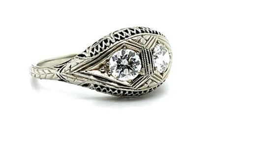 Original Art Deco .56ct Diamond 20K Gold Ring