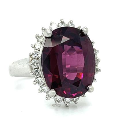 9.90ct Garnet .58ct Diamond Platinum Ring