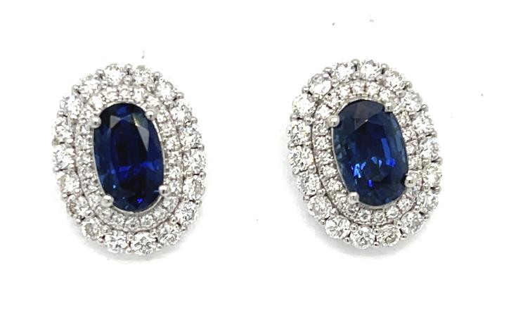 2.55ct Sapphire .96ct Diamond Platinum Earrings