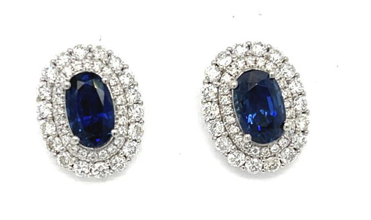 2.55ct Sapphire .96ct Diamond Platinum Earrings