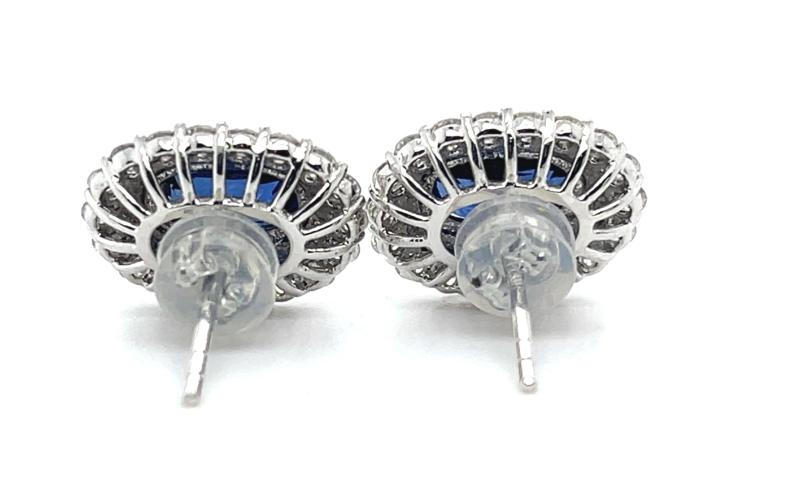 2.55ct Sapphire .96ct Diamond Platinum Earrings