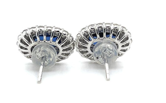 2.55ct Sapphire .96ct Diamond Platinum Earrings