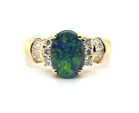 1.50ct Black Australian Opal 18KY Ring