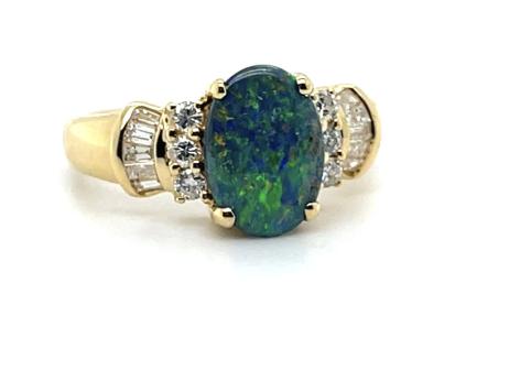 1.50ct Black Australian Opal 18KY Ring