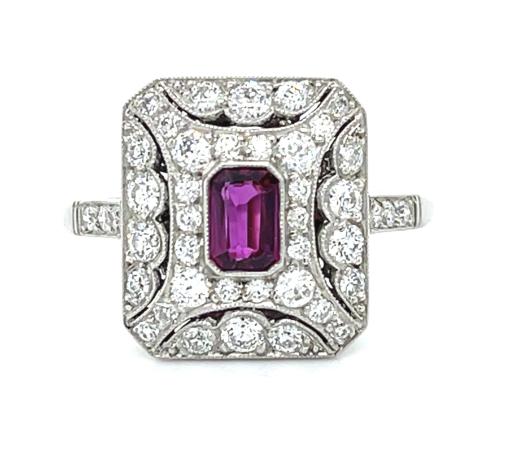 .50ct Ruby 1ct Diamond Platinum Handmade Ring